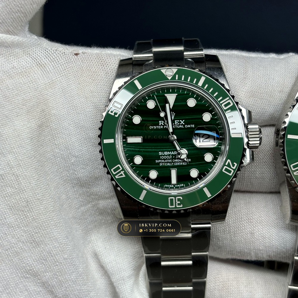 Rolex Submariner Date 40mm Custom Malachite Stone Dial Ref. 116610LV — Private Vault Edition — Studio Gallery Plate III in 904L Stainless Steel Custom Architecture (156.8g Verified Mass, Rolex Manufacture Cal. 3135)