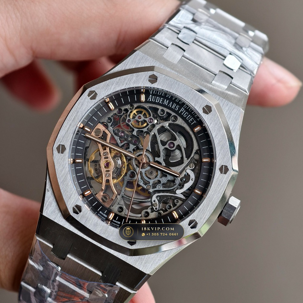 Audemars Piguet Royal Oak Double Balance Wheel Openworked 41mm 5-Axis CNC Case Ref. 15407ST.OO.1220ST.01 — Private Vault Edition — Studio Gallery Plate III in 904L Stainless Steel Custom Architecture (162.0g Verified Mass, Audemars Piguet Cal. 3132 Dual-Balance Openworked)