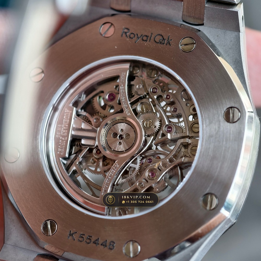 Audemars Piguet Royal Oak Double Balance Wheel Openworked 41mm Baguette Blue Topaz Bezel 18K White Gold Ref. 15412BC.TO.1220BC.01 — Private Vault Edition — Studio Gallery Plate XII in 18K White Gold Au750 (224.8g Verified Mass, Audemars Piguet Cal. 3132 Dual-Balance Openworked)