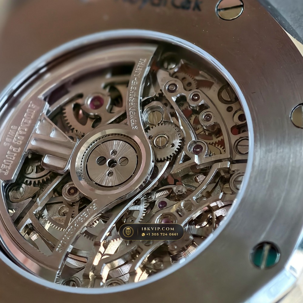 Audemars Piguet Royal Oak Double Balance Wheel Openworked 41mm Baguette Blue Topaz Bezel 18K White Gold Ref. 15412BC.TO.1220BC.01 — Private Vault Edition — Studio Gallery Plate XIII in 18K White Gold Au750 (224.8g Verified Mass, Audemars Piguet Cal. 3132 Dual-Balance Openworked)