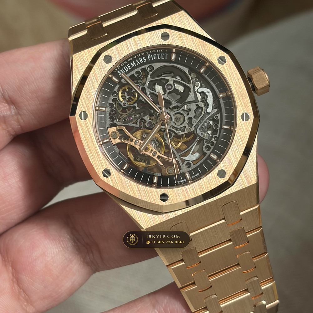 Audemars Piguet Royal Oak Double Balance Wheel Openworked 41mm 18K Rose Gold Ref. 15407OR.OO.1220OR.01 — Private Vault Edition — Studio Gallery Plate II in 18K Rose Gold Au750 (224.8g Verified Mass, Audemars Piguet Cal. 3132 Dual-Balance Openworked)