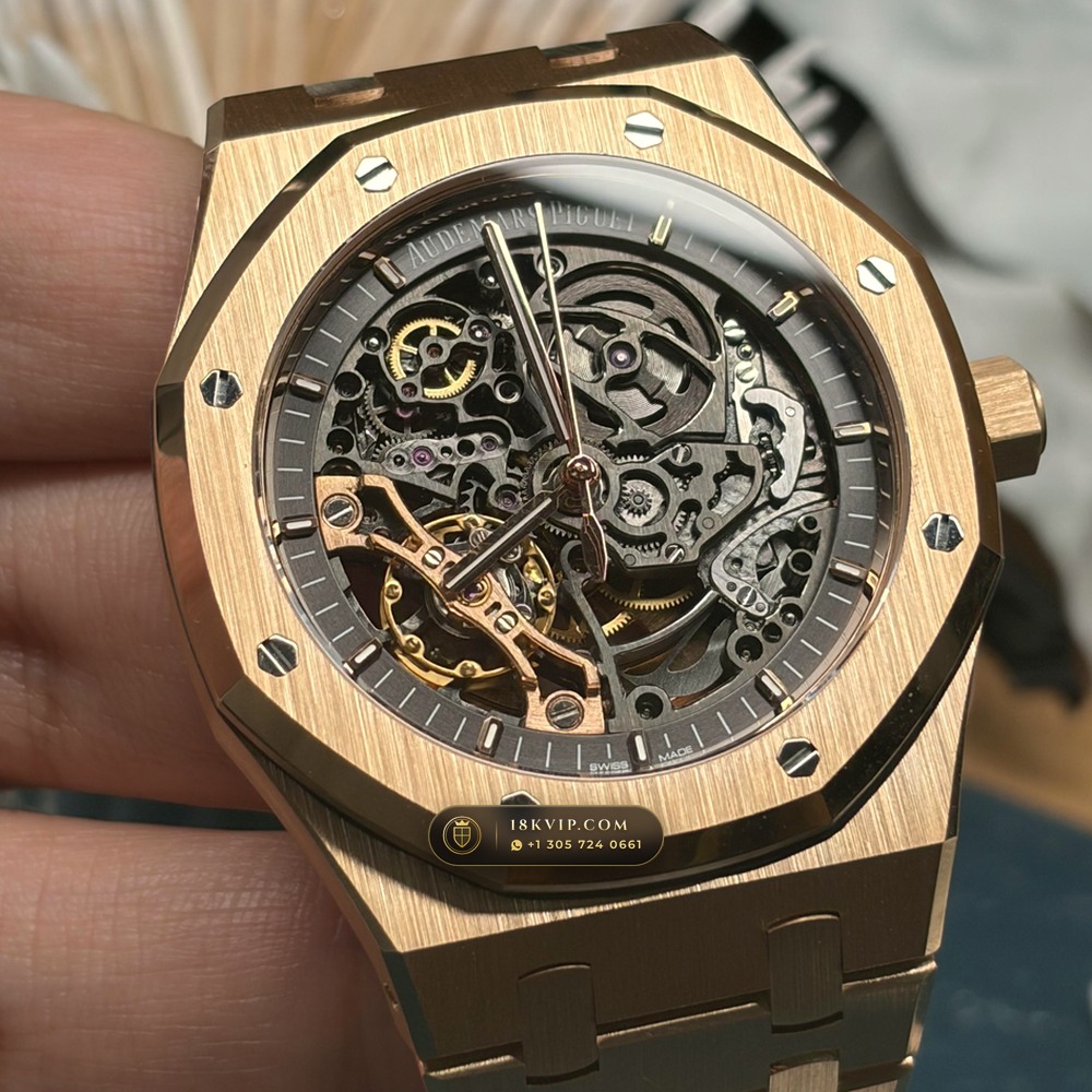 Audemars Piguet Royal Oak Double Balance Wheel Openworked 41mm 18K Rose Gold Ref. 15407OR.OO.1220OR.01 — Private Vault Edition — Studio Gallery Plate IV in 18K Rose Gold Au750 (224.8g Verified Mass, Audemars Piguet Cal. 3132 Dual-Balance Openworked)