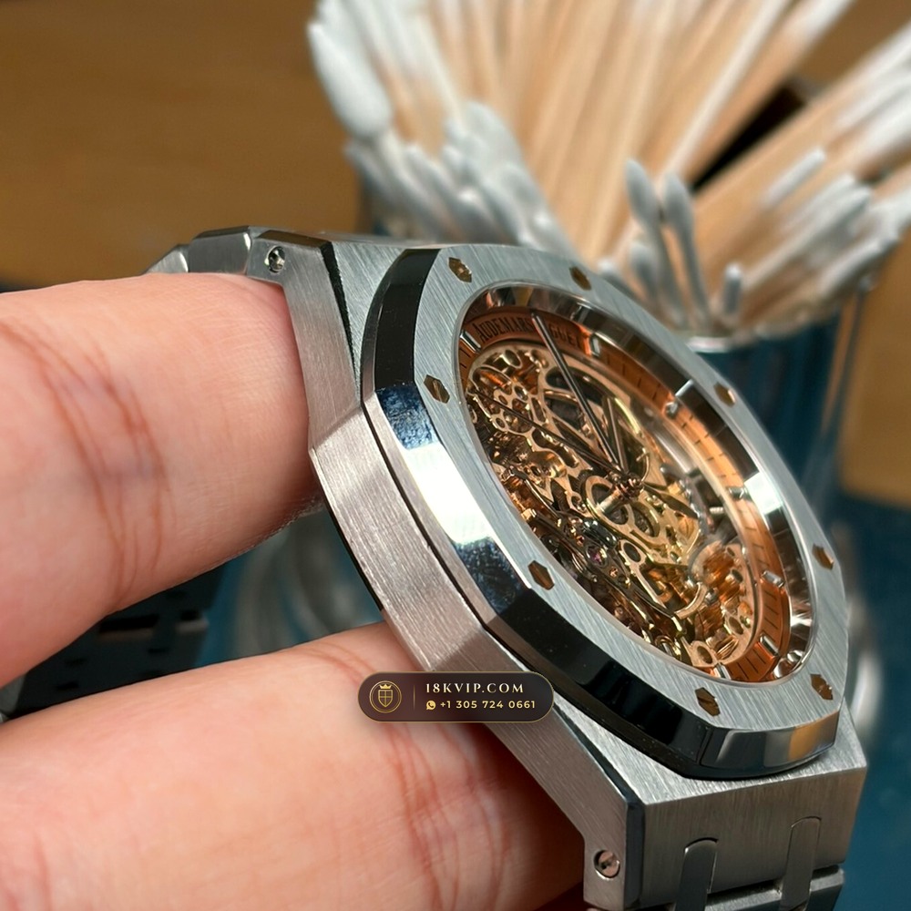 Audemars Piguet Royal Oak Double Balance Wheel Openworked 41mm Salmon Dial 5-Axis CNC Case Ref. 15407ST.OO.1220ST.02 — Private Vault Edition — Studio Gallery Plate III in 904L Stainless Steel Custom Architecture (161.8g Verified Mass, Audemars Piguet Cal. 3132 Dual-Balance Openworked)