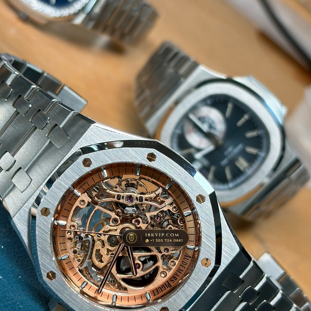 Audemars Piguet Royal Oak Double Balance Wheel Openworked 41mm Salmon Dial 5-Axis CNC Case Ref. 15407ST.OO.1220ST.02 — Private Vault Edition — Studio Gallery Plate VIII in 904L Stainless Steel Custom Architecture (161.8g Verified Mass, Audemars Piguet Cal. 3132 Dual-Balance Openworked)
