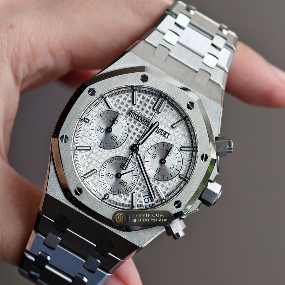 Audemars Piguet Royal Oak Selfwinding Chronograph 41mm Custom Tapestry Dial Deep Crystal Optics Ref. 26240ST — Private Vault Edition — Studio Gallery Plate II in 904L Stainless Steel Custom Architecture (180.6g Verified Mass, Audemars Piguet Cal. 4401 Flyback Chronograph)
