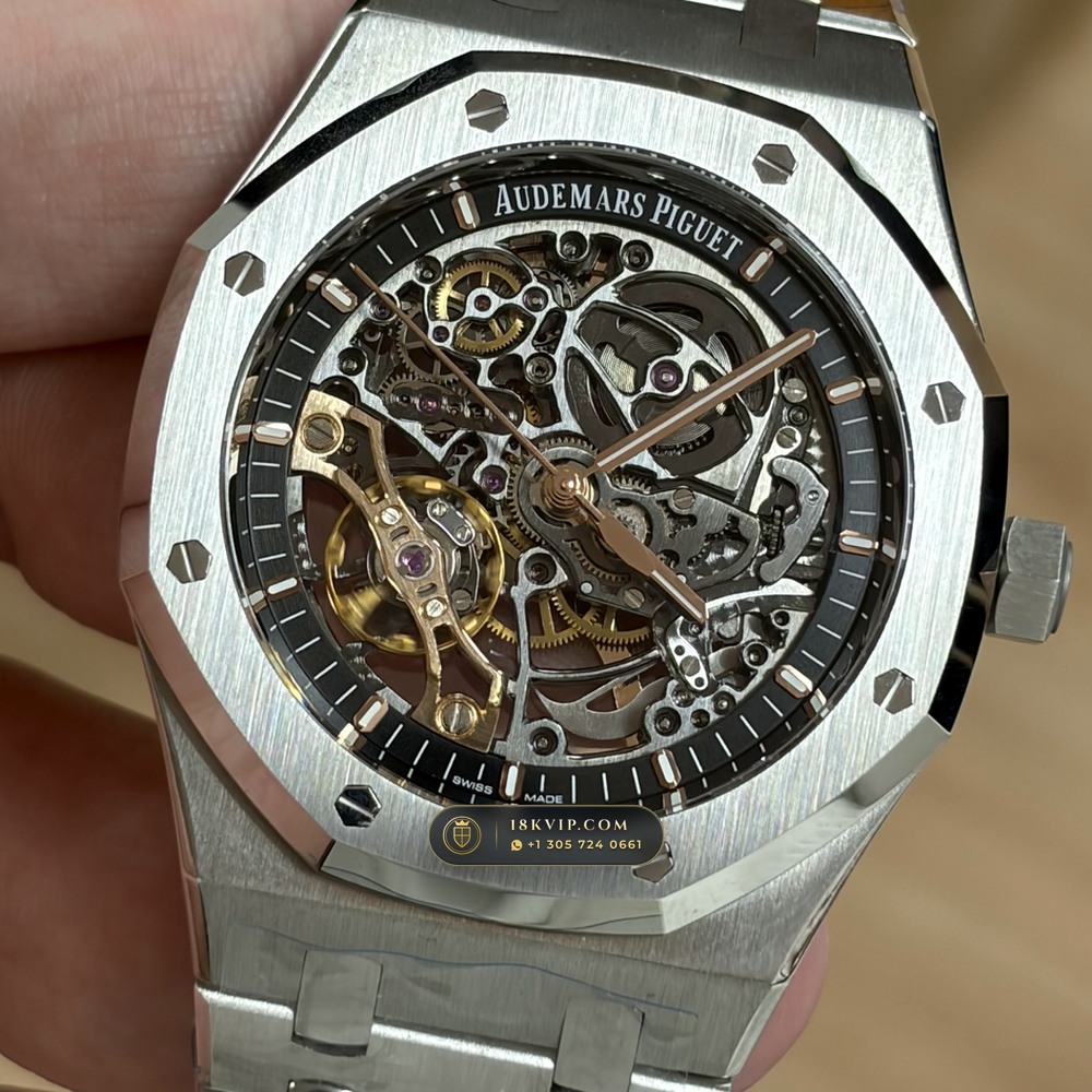 Audemars Piguet Royal Oak Double Balance Wheel Openworked 41mm Geneva Atelier Spec Ref. 15407ST.OO.1220ST.01 — Private Vault Edition — Studio Gallery Plate II in 904L Stainless Steel Custom Architecture (162.4g Verified Mass, Audemars Piguet Cal. 3132 Dual-Balance Openworked)