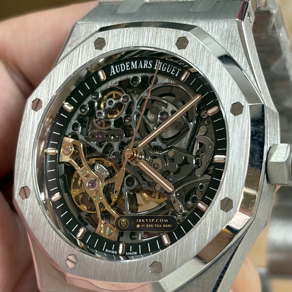 Audemars Piguet Royal Oak Double Balance Wheel Openworked 41mm Geneva Atelier Spec Ref. 15407ST.OO.1220ST.01 — Private Vault Edition — Studio Gallery Plate IV in 904L Stainless Steel Custom Architecture (162.4g Verified Mass, Audemars Piguet Cal. 3132 Dual-Balance Openworked)