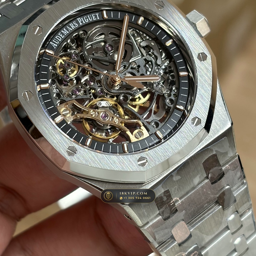 Audemars Piguet Royal Oak Double Balance Wheel Openworked 41mm Geneva Atelier Spec Ref. 15407ST.OO.1220ST.01 — Private Vault Edition — Studio Gallery Plate VI in 904L Stainless Steel Custom Architecture (162.4g Verified Mass, Audemars Piguet Cal. 3132 Dual-Balance Openworked)