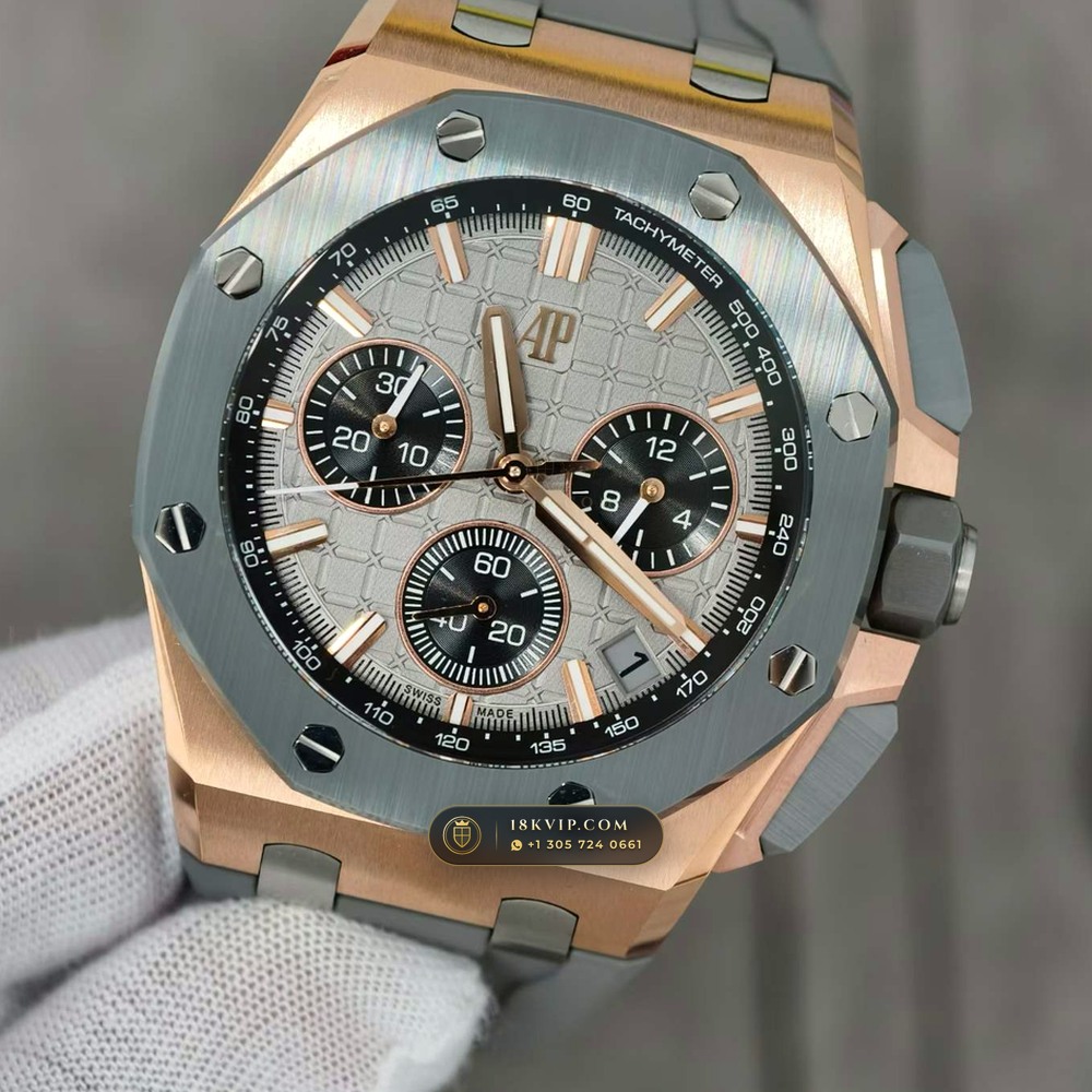 Audemars Piguet Royal Oak Offshore Selfwinding Chronograph 43mm 18K Rose Gold Ref. 26420OI.OO.A015VE.01 — Private Vault Edition — Studio Gallery Plate III in 18K Rose Gold Au750 (184.3g Verified Mass, Audemars Piguet Cal. 4401 Flyback Chronograph)