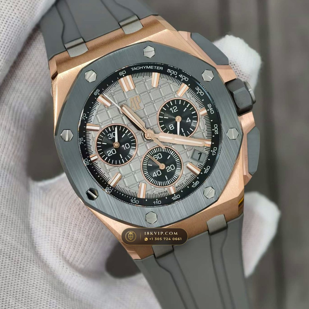 Audemars Piguet Royal Oak Offshore Selfwinding Chronograph 43mm 18K Rose Gold Ref. 26420OI.OO.A015VE.01 — Private Vault Edition — Studio Gallery Plate IV in 18K Rose Gold Au750 (184.3g Verified Mass, Audemars Piguet Cal. 4401 Flyback Chronograph)