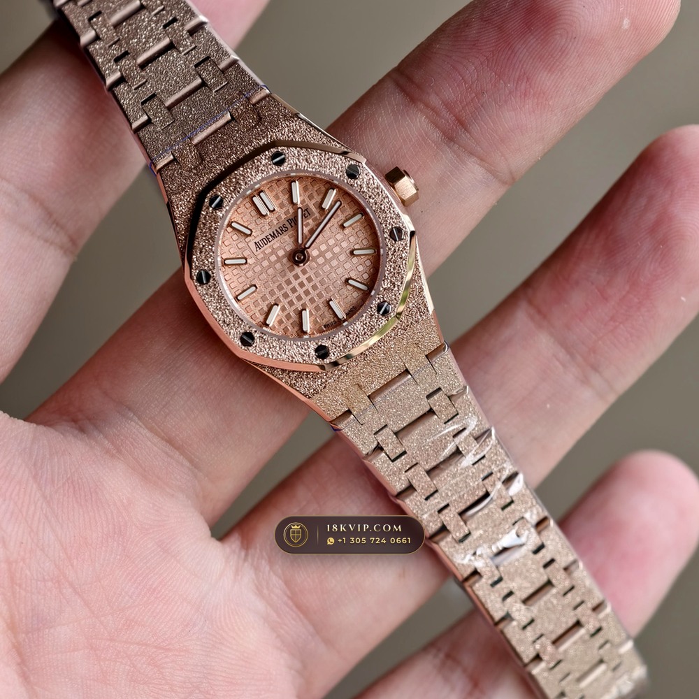 Audemars Piguet Royal Oak Mini Frosted Gold 23mm 18K Rose Gold Ref. 67630OR.GG.1312OR.01 — Private Vault Edition — Studio Gallery Plate II in 18K Rose Gold Au750 (73.7g Verified Mass, Audemars Piguet Cal. 2730)