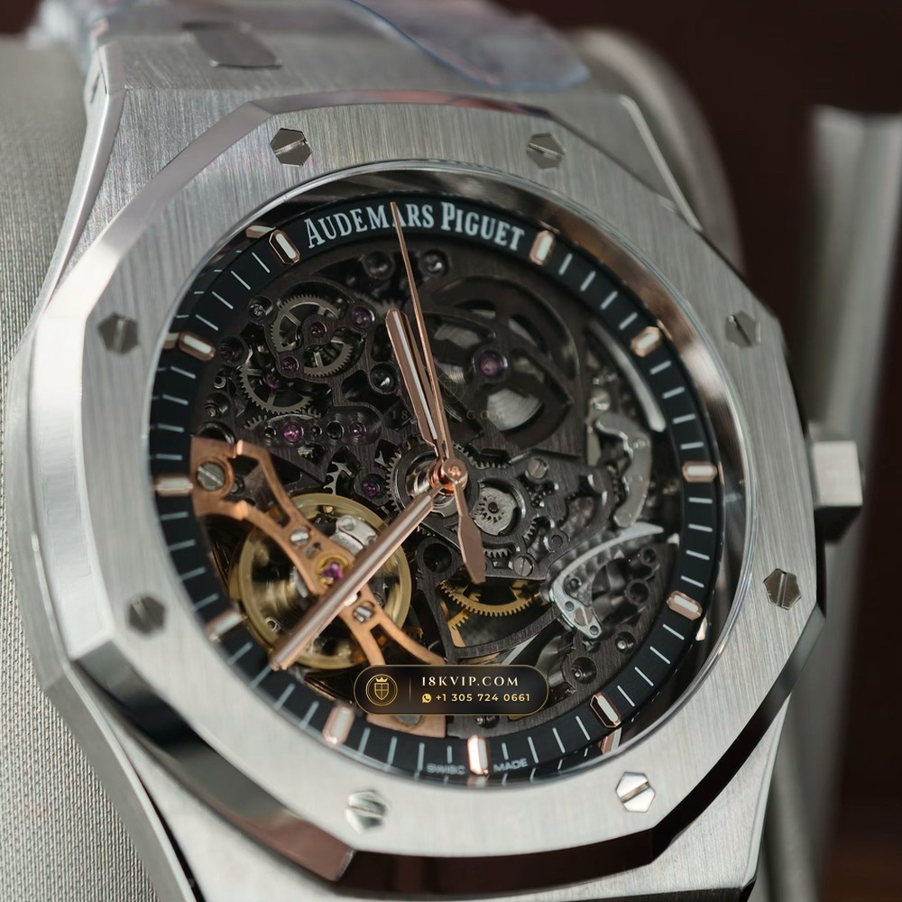 Audemars Piguet Royal Oak Double Balance Wheel Openworked 41mm Chronometer Regulated Spec Ref. 15407ST.OO.1220ST.01 — Private Vault Edition — Studio Gallery Plate III in 904L Stainless Steel Custom Architecture (161.8g Verified Mass, Audemars Piguet Cal. 3132 Dual-Balance Openworked)