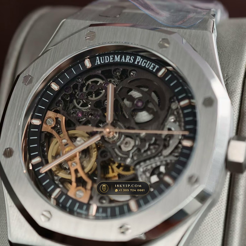 Audemars Piguet Royal Oak Double Balance Wheel Openworked 41mm Chronometer Regulated Spec Ref. 15407ST.OO.1220ST.01 — Private Vault Edition — Studio Gallery Plate IV in 904L Stainless Steel Custom Architecture (161.8g Verified Mass, Audemars Piguet Cal. 3132 Dual-Balance Openworked)