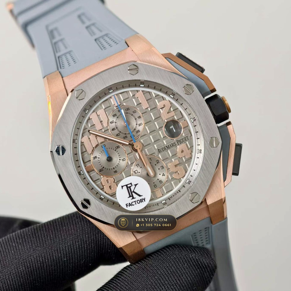 Audemars Piguet Royal Oak Offshore Selfwinding Chronograph 43mm 18K Rose Gold Ref. 26210OI.OO.A109CR.01 — Private Vault Edition — Studio Gallery Plate II in 18K Rose Gold Au750 (184.5g Verified Mass, Audemars Piguet Cal. 4401 Flyback Chronograph)