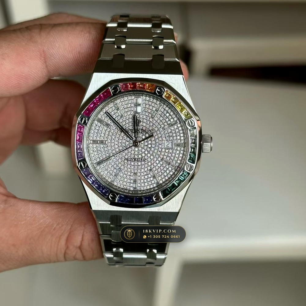 Audemars Piguet Royal Oak Double Balance Wheel Openworked Rainbow 18K White Gold Ref. 15413BC.YY.1220BC.01 — Private Vault Edition — Studio Gallery Plate II in 18K White Gold Au750 (224.1g Verified Mass, Audemars Piguet Cal. 3132 Dual-Balance Openworked)