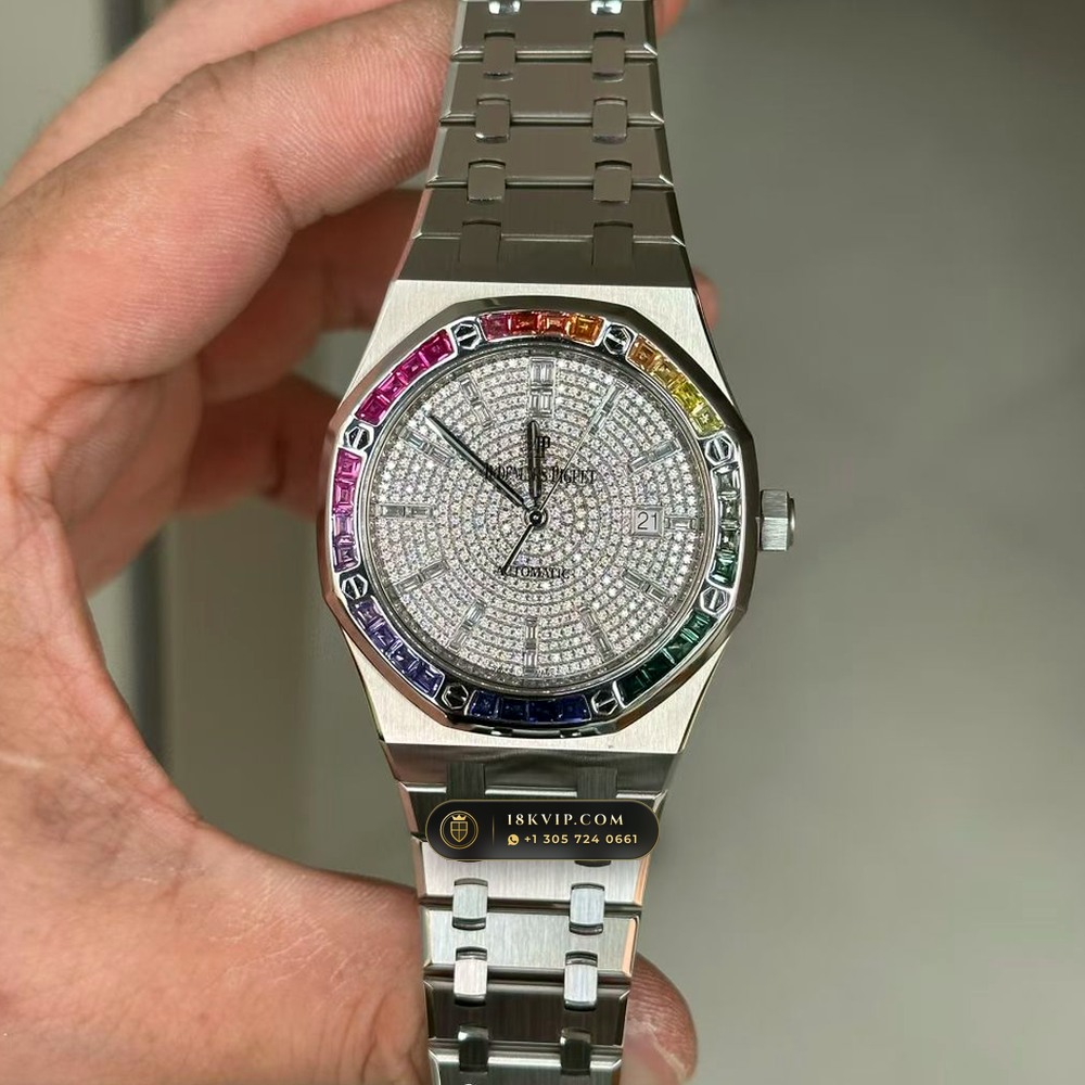Audemars Piguet Royal Oak Double Balance Wheel Openworked Rainbow 18K White Gold Ref. 15413BC.YY.1220BC.01 — Private Vault Edition — Studio Gallery Plate IV in 18K White Gold Au750 (224.1g Verified Mass, Audemars Piguet Cal. 3132 Dual-Balance Openworked)