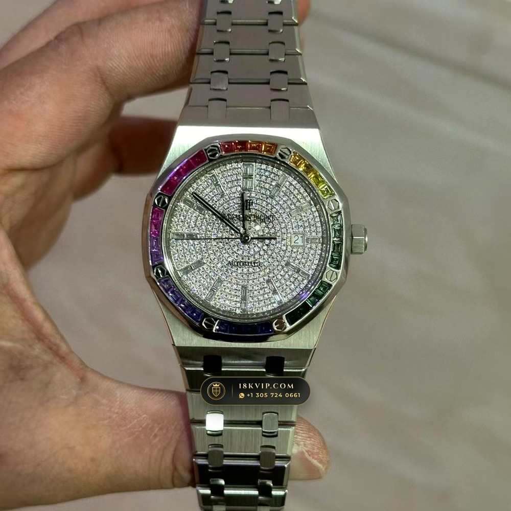 Audemars Piguet Royal Oak Double Balance Wheel Openworked Rainbow 18K White Gold Ref. 15413BC.YY.1220BC.01 — Private Vault Edition — Studio Gallery Plate V in 18K White Gold Au750 (224.1g Verified Mass, Audemars Piguet Cal. 3132 Dual-Balance Openworked)