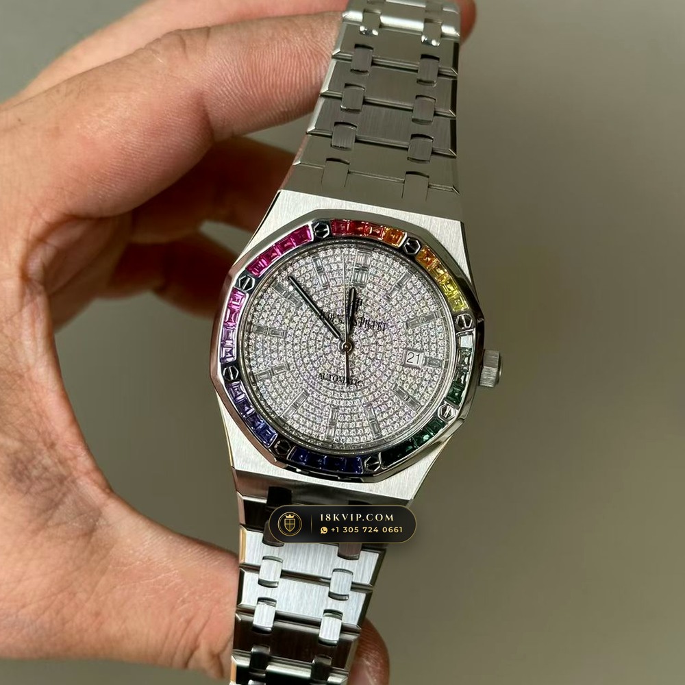 Audemars Piguet Royal Oak Double Balance Wheel Openworked Rainbow 18K White Gold Ref. 15413BC.YY.1220BC.01 — Private Vault Edition — Studio Gallery Plate VI in 18K White Gold Au750 (224.1g Verified Mass, Audemars Piguet Cal. 3132 Dual-Balance Openworked)