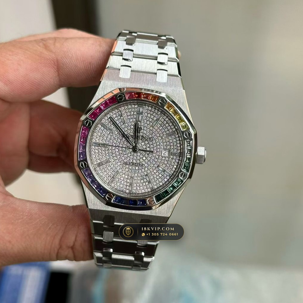 Audemars Piguet Royal Oak Double Balance Wheel Openworked Rainbow 18K White Gold Ref. 15413BC.YY.1220BC.01 — Private Vault Edition — Studio Gallery Plate VIII in 18K White Gold Au750 (224.1g Verified Mass, Audemars Piguet Cal. 3132 Dual-Balance Openworked)