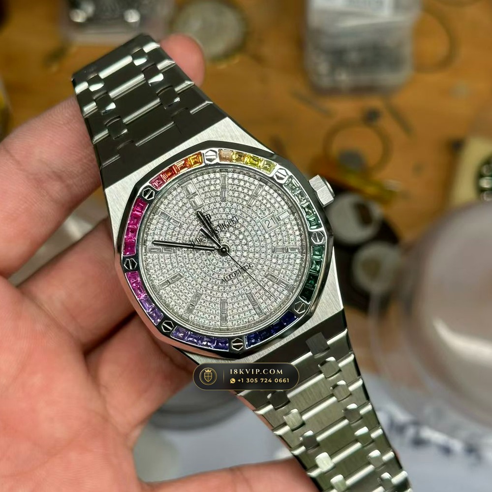 Audemars Piguet Royal Oak Double Balance Wheel Openworked Rainbow 18K White Gold Ref. 15413BC.YY.1220BC.01 — Private Vault Edition — Studio Gallery Plate IX in 18K White Gold Au750 (224.1g Verified Mass, Audemars Piguet Cal. 3132 Dual-Balance Openworked)