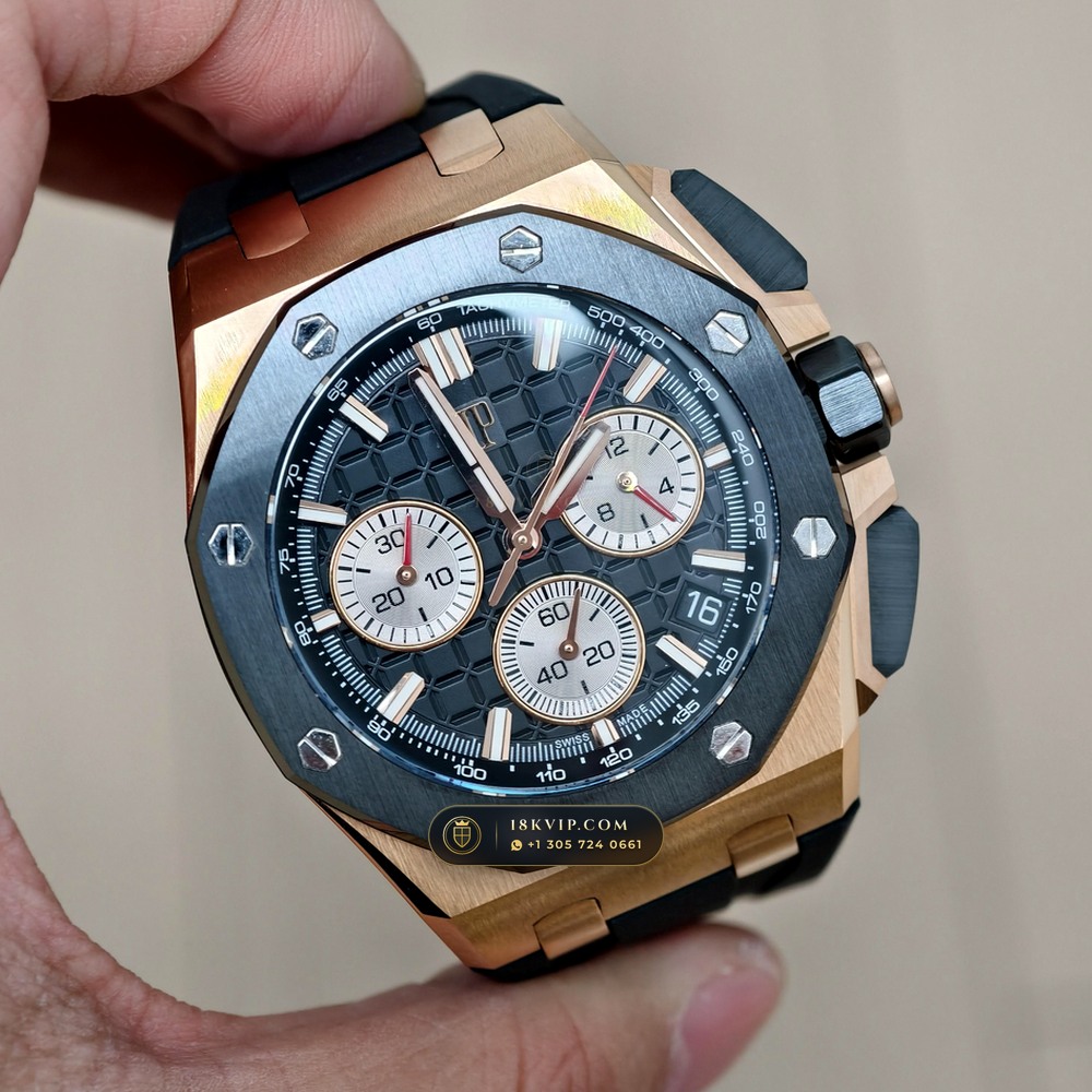 Audemars Piguet Royal Oak Offshore Selfwinding Chronograph 43mm 18K Rose Gold Ref. 26420RO.OO.A002CA.01 — Private Vault Edition — Studio Gallery Plate II in 18K Rose Gold Au750 (184.3g Verified Mass, Audemars Piguet Cal. 4401 Flyback Chronograph)