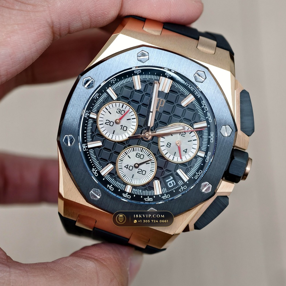 Audemars Piguet Royal Oak Offshore Selfwinding Chronograph 43mm 18K Rose Gold Ref. 26420RO.OO.A002CA.01 — Private Vault Edition — Studio Gallery Plate III in 18K Rose Gold Au750 (184.3g Verified Mass, Audemars Piguet Cal. 4401 Flyback Chronograph)