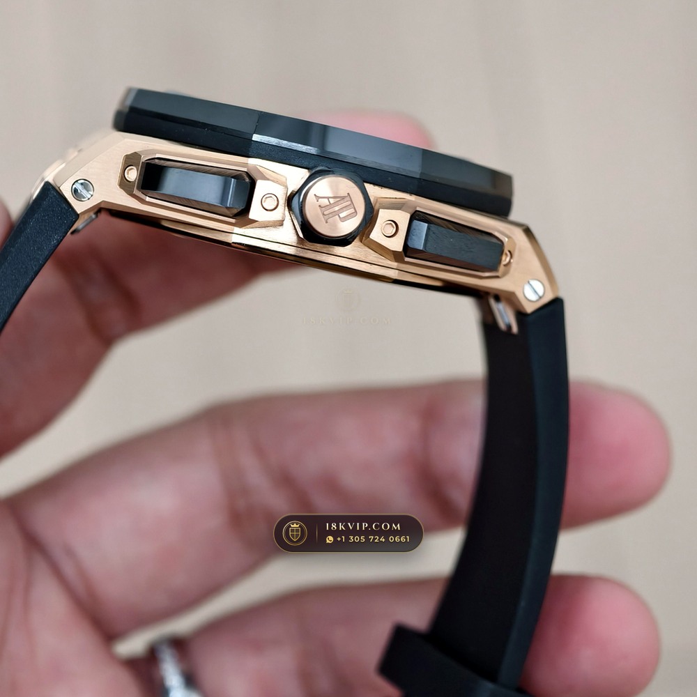 Audemars Piguet Royal Oak Offshore Selfwinding Chronograph 43mm 18K Rose Gold Ref. 26420RO.OO.A002CA.01 — Private Vault Edition — Studio Gallery Plate V in 18K Rose Gold Au750 (184.3g Verified Mass, Audemars Piguet Cal. 4401 Flyback Chronograph)