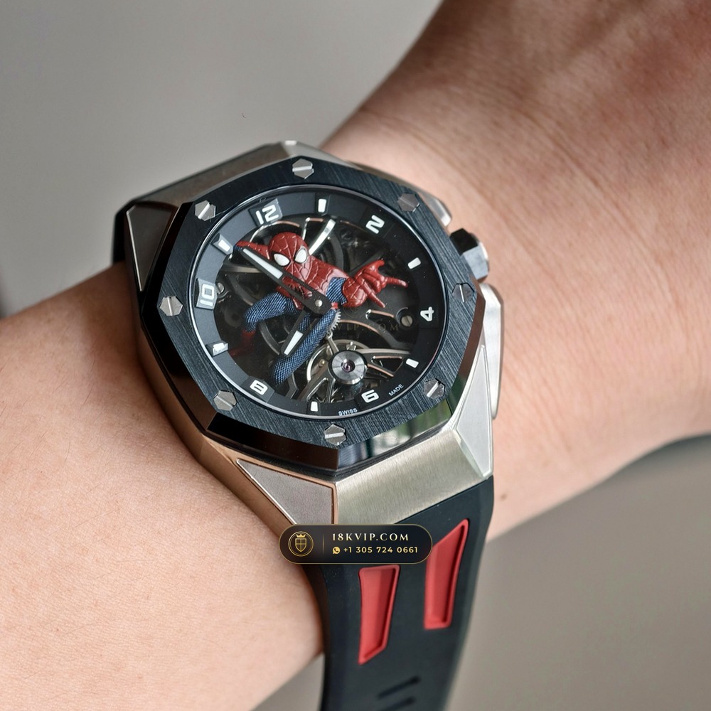 Audemars Piguet Royal Oak Concept Spider-Man Flying Tourbillon Openworked Titanium Ref. 26631TI.OO.D002CA.01 — Private Vault Edition — Studio Gallery Plate X in Grade 5 Titanium Monobloc (108.7g Verified Mass, Audemars Piguet Hand-Wound Cal. 2974 Tourbillon)