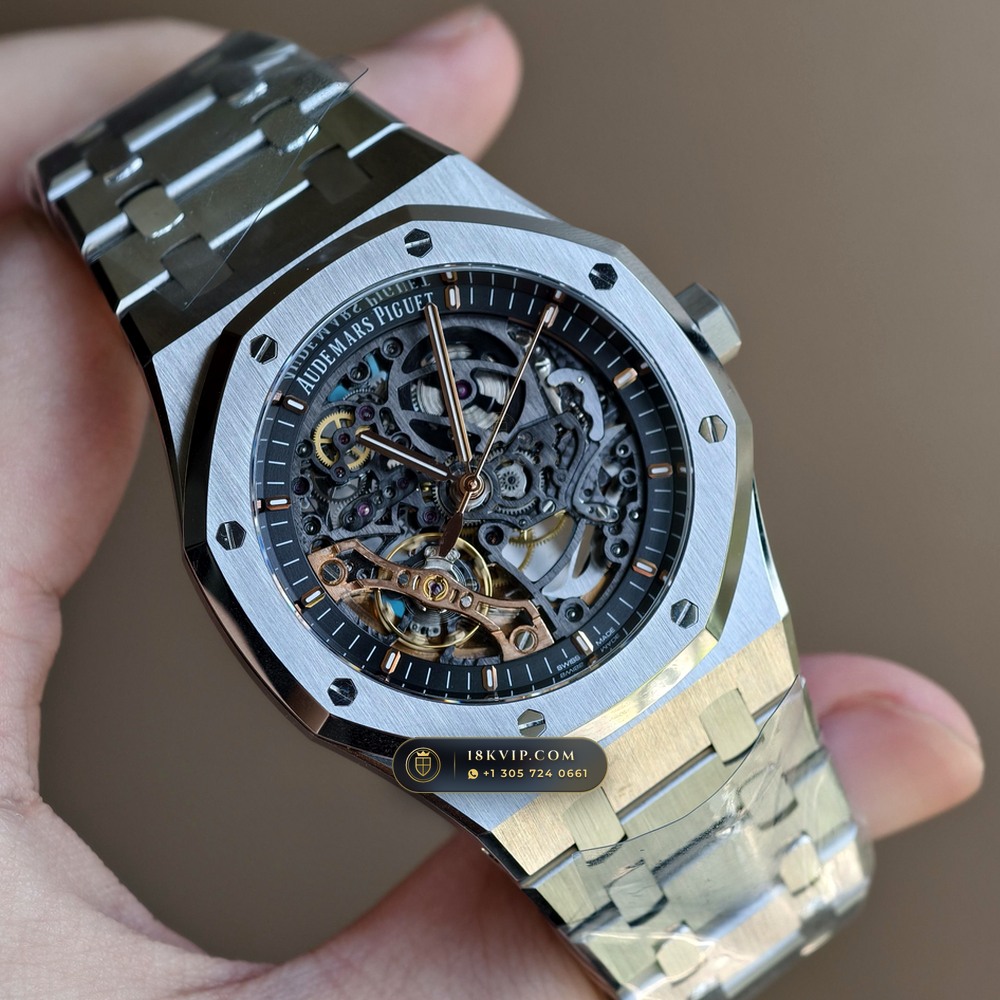 Audemars Piguet Royal Oak Double Balance Wheel Openworked 41mm 22K Gold Rotor 5-Axis CNC Case Ref. 15407ST.OO.1220ST.01 — Private Vault Edition — Studio Gallery Plate II in 904L Stainless Steel Custom Architecture (162.0g Verified Mass, Audemars Piguet Cal. 3132 Dual-Balance Openworked)
