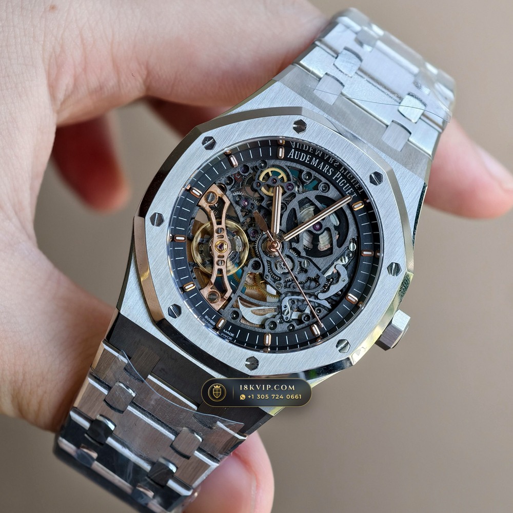 Audemars Piguet Royal Oak Double Balance Wheel Openworked 41mm 22K Gold Rotor 5-Axis CNC Case Ref. 15407ST.OO.1220ST.01 — Private Vault Edition — Studio Gallery Plate III in 904L Stainless Steel Custom Architecture (162.0g Verified Mass, Audemars Piguet Cal. 3132 Dual-Balance Openworked)