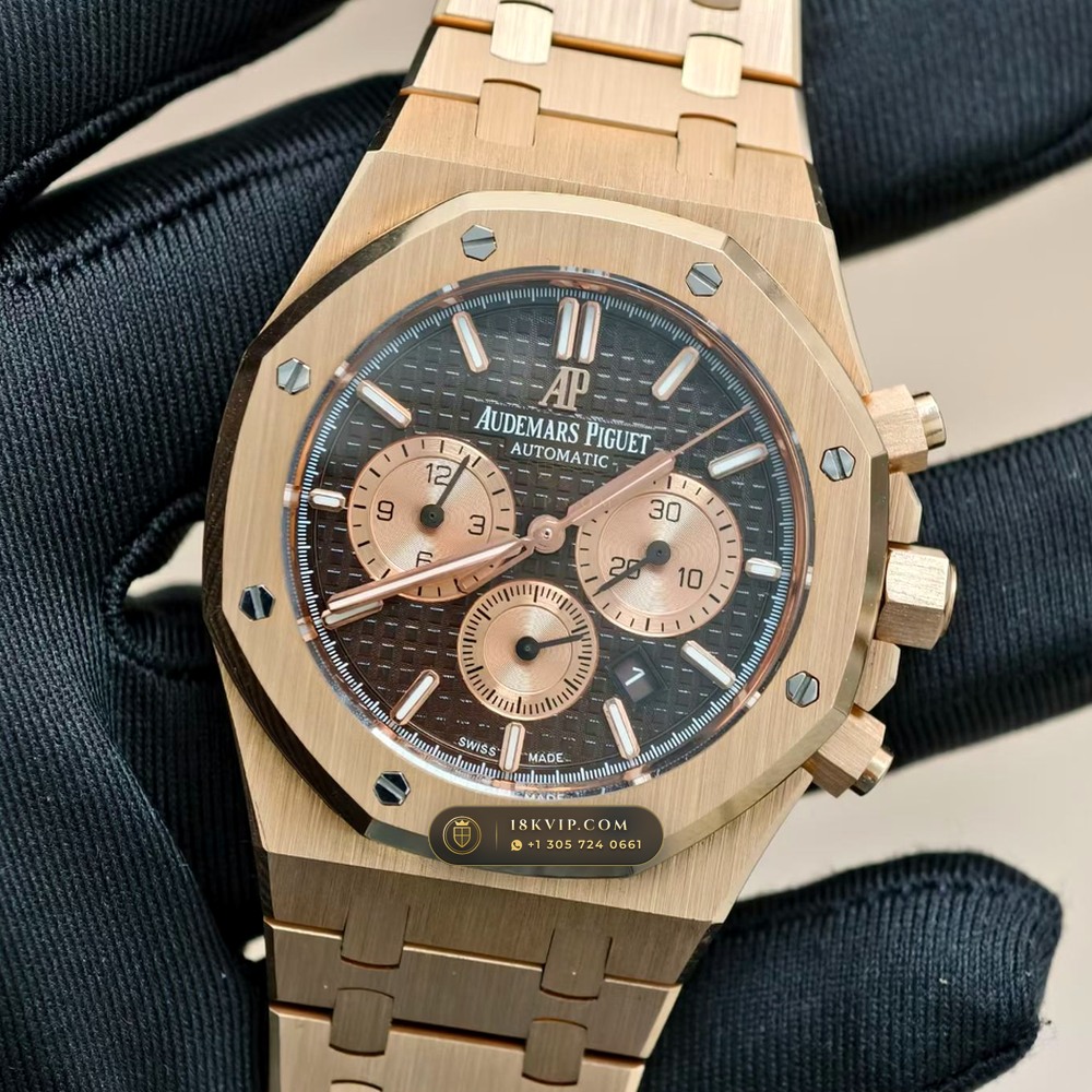 Audemars Piguet Royal Oak Selfwinding Chronograph 41mm 18K Rose Gold Ref. 26331OR — Private Vault Edition — Studio Gallery Plate III in 18K Rose Gold Au750 (246.2g Verified Mass, Audemars Piguet Cal. 2385 Column-Wheel Chronograph)