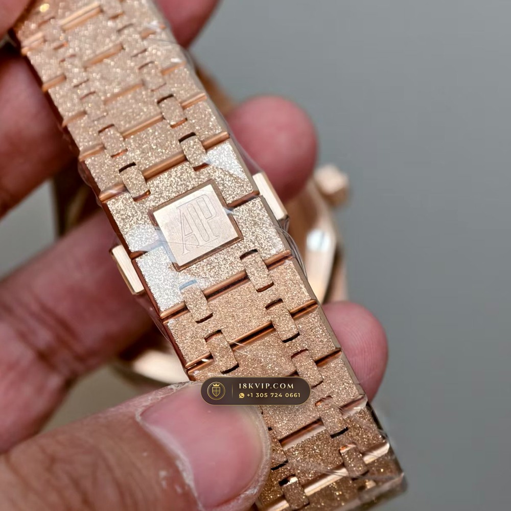 Audemars Piguet Royal Oak Perpetual Calendar Frosted 18K Rose Gold Ref. 26574OR.OO.1220OR.01 — Private Vault Edition — Studio Gallery Plate VI in 18K Rose Gold Au750 (225.2g Verified Mass, Audemars Piguet Cal. 5134 Ultra-Thin Perpetual)