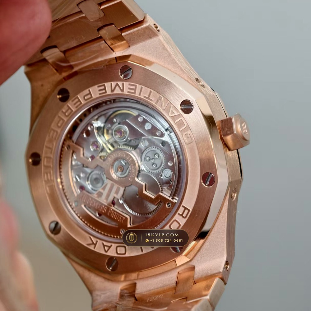 Audemars Piguet Royal Oak Perpetual Calendar Frosted 18K Rose Gold Ref. 26574OR.OO.1220OR.01 — Private Vault Edition — Studio Gallery Plate VII in 18K Rose Gold Au750 (225.2g Verified Mass, Audemars Piguet Cal. 5134 Ultra-Thin Perpetual)