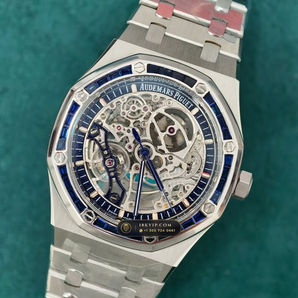 Audemars Piguet Royal Oak Double Balance Wheel Openworked 41mm Diamond-Set Bezel 18K White Gold Ref. 15412BC.SS.1220BC.02 — Private Vault Edition — Studio Gallery Plate II in 18K White Gold Au750 (224.3g Verified Mass, Audemars Piguet Cal. 3132 Dual-Balance Openworked)