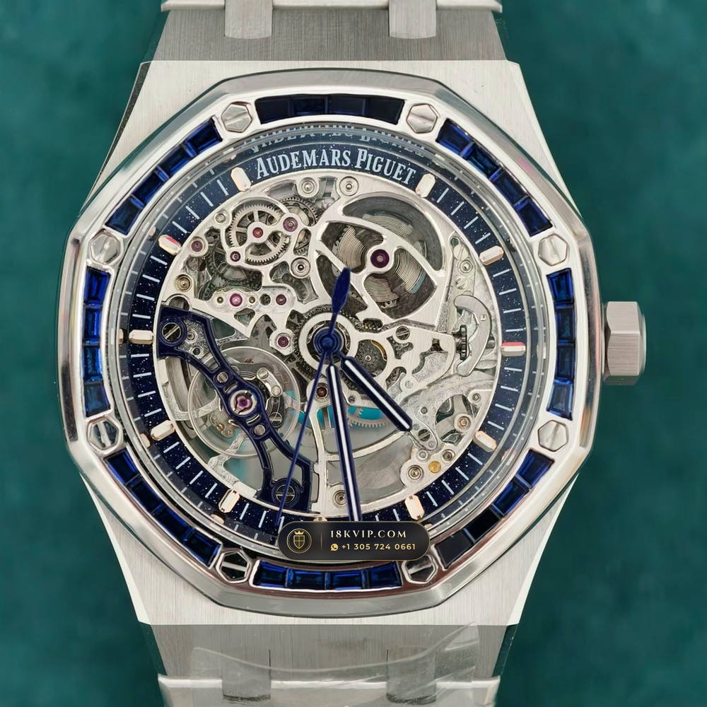 Audemars Piguet Royal Oak Double Balance Wheel Openworked 41mm Diamond-Set Bezel 18K White Gold Ref. 15412BC.SS.1220BC.02 — Private Vault Edition — Studio Gallery Plate III in 18K White Gold Au750 (224.3g Verified Mass, Audemars Piguet Cal. 3132 Dual-Balance Openworked)