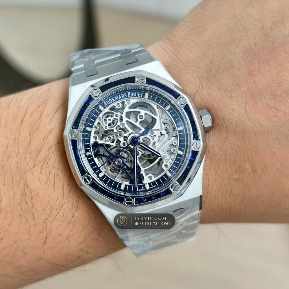 Audemars Piguet Royal Oak Double Balance Wheel Openworked 41mm Diamond-Set Bezel 18K White Gold Ref. 15412BC.SS.1220BC.02 — Private Vault Edition — Studio Gallery Plate IX in 18K White Gold Au750 (224.3g Verified Mass, Audemars Piguet Cal. 3132 Dual-Balance Openworked)