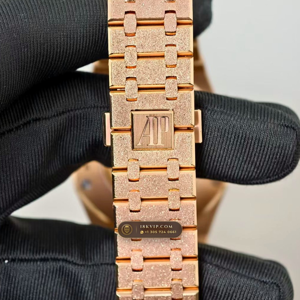 Audemars Piguet Royal Oak Double Balance Wheel Openworked 41mm Rainbow Sapphire Bezel 18K Rose Gold Ref. 15412OR.YG.1224OR.01 — Private Vault Edition — Studio Gallery Plate VII in 18K Rose Gold Au750 (224.4g Verified Mass, Audemars Piguet Cal. 3132 Dual-Balance Openworked)