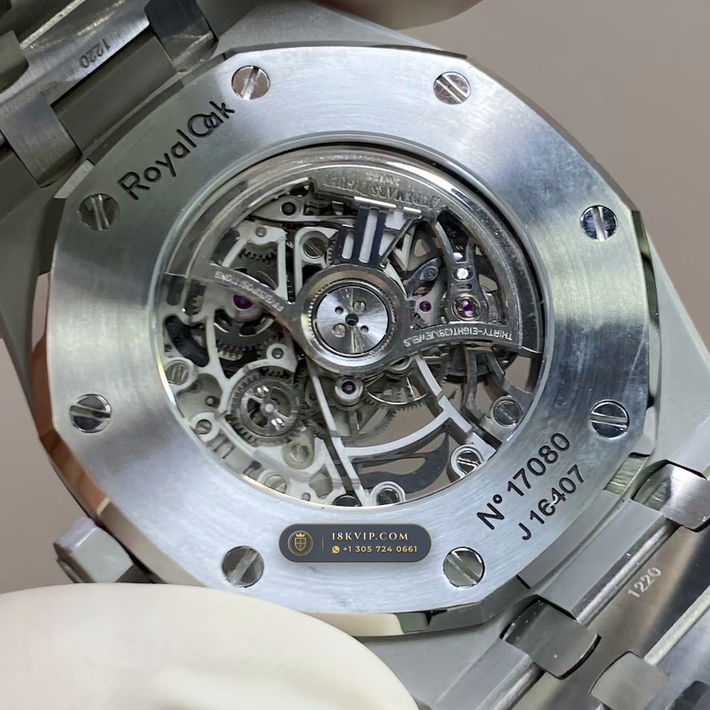 Audemars Piguet Royal Oak Double Balance Wheel Openworked 41mm Baguette Sapphire Bezel 18K White Gold Ref. 15412BC.SS.1220BC.02 — Private Vault Edition — Studio Gallery Plate VIII in 18K White Gold Au750 (224.8g Verified Mass, Audemars Piguet Cal. 3132 Dual-Balance Openworked)
