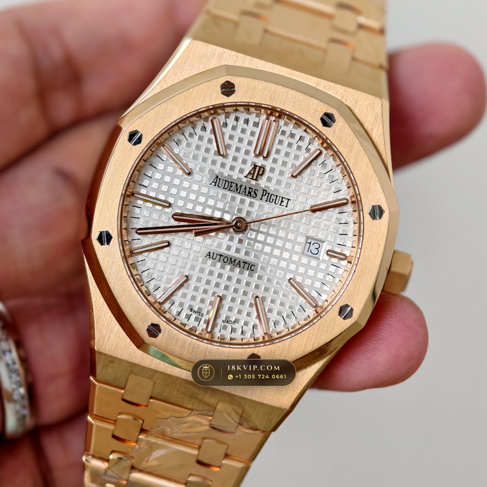 Audemars Piguet Royal Oak Selfwinding 41mm 18K Rose Gold Ref. 15400OR — Private Vault Edition — Studio Gallery Plate III in 18K Rose Gold Au750 (223.7g Verified Mass, Audemars Piguet Cal. 3120 - 22K Gold Rotor)