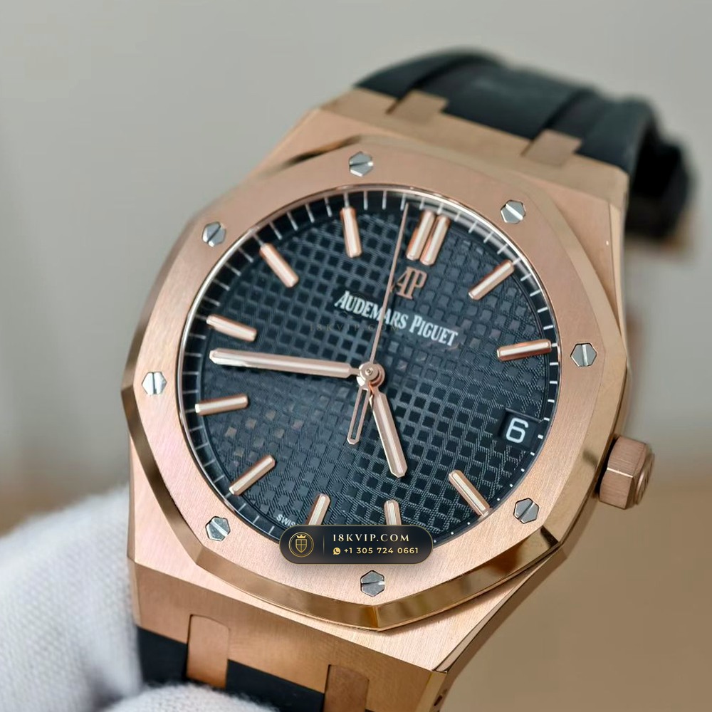 Audemars Piguet Royal Oak Selfwinding 41mm 18K Rose Gold Custom Tapestry Dial Deep Crystal Optics Ref. 15500OR.OO.D002CR.01 — Private Vault Edition — Studio Gallery Plate IV in 18K Rose Gold Au750 (138.1g Verified Mass, Audemars Piguet Cal. 4302 - 70h Power Reserve)