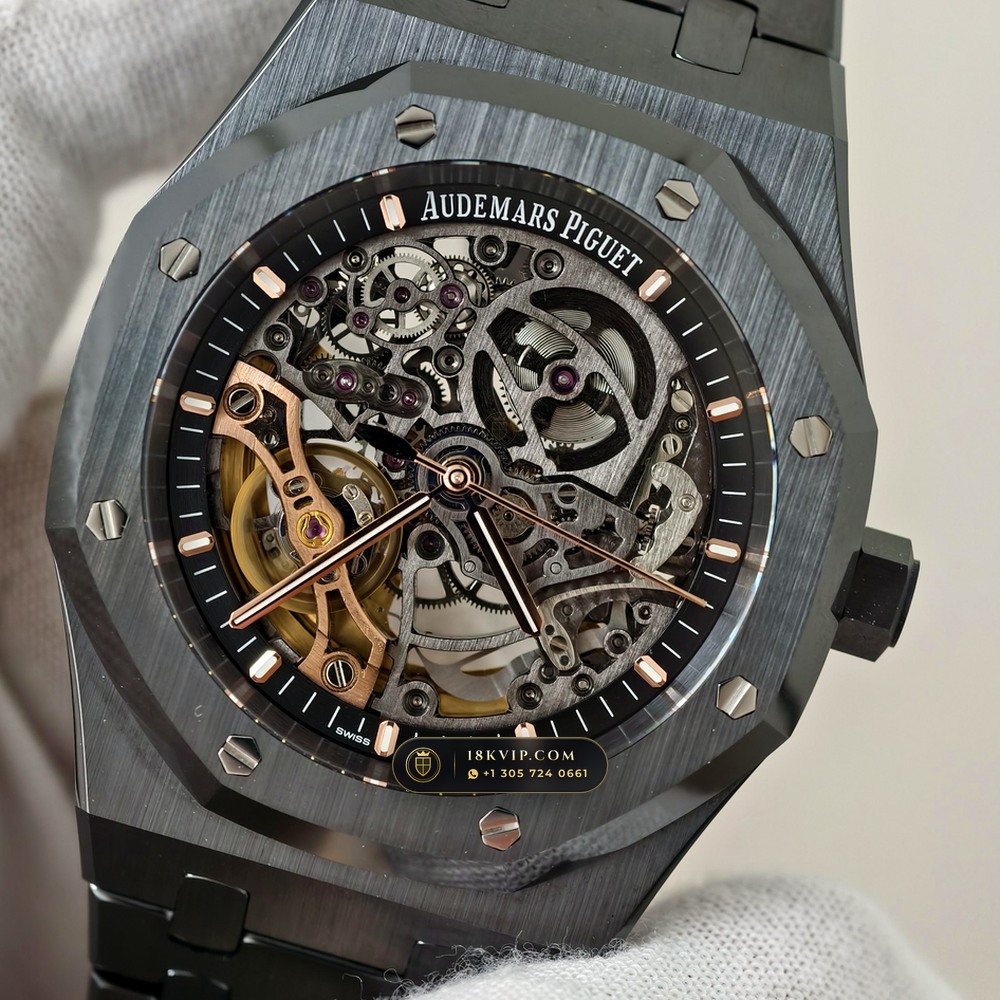 Audemars Piguet Royal Oak Double Balance Wheel Openworked 41mm Ref. 15416CE — Private Vault Edition — Studio Gallery Plate III in High-Tech Ceramic & Titanium (135.4g Verified Mass, Audemars Piguet Cal. 3132 Dual-Balance Openworked)