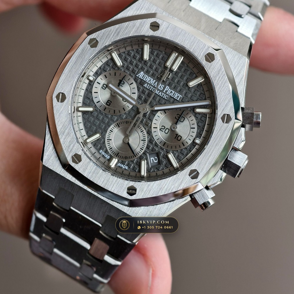 Audemars Piguet Royal Oak Selfwinding Chronograph 38mm Sunburst Rhodium / Slate Grey Dial Ref. 26315ST.OO.1256ST.02 — Private Vault Edition — Studio Gallery Plate II in 904L Stainless Steel Custom Architecture (146.1g Verified Mass, Audemars Piguet Cal. 2385 Column-Wheel Chronograph)