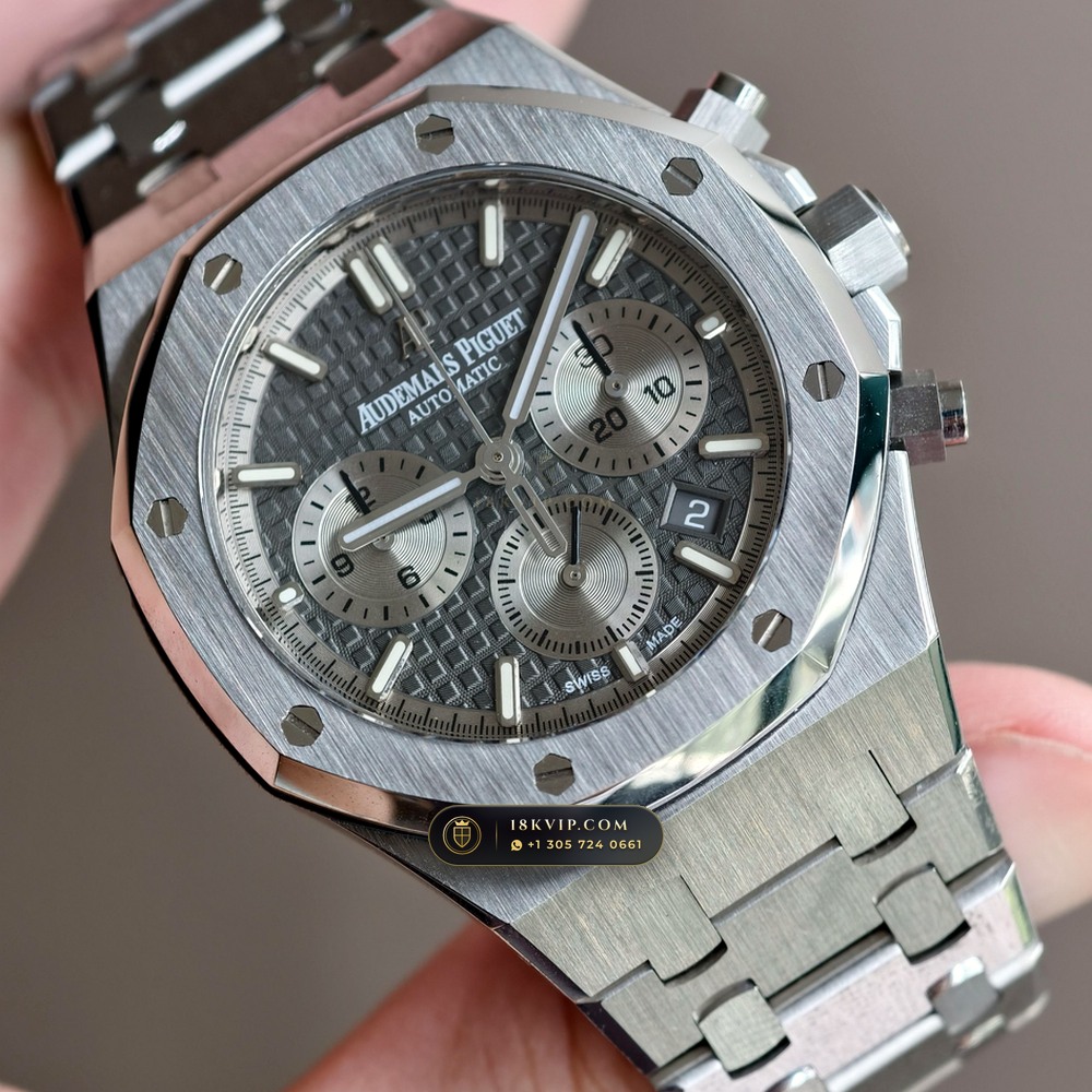 Audemars Piguet Royal Oak Selfwinding Chronograph 38mm Sunburst Rhodium / Slate Grey Dial Ref. 26315ST.OO.1256ST.02 — Private Vault Edition — Studio Gallery Plate III in 904L Stainless Steel Custom Architecture (146.1g Verified Mass, Audemars Piguet Cal. 2385 Column-Wheel Chronograph)