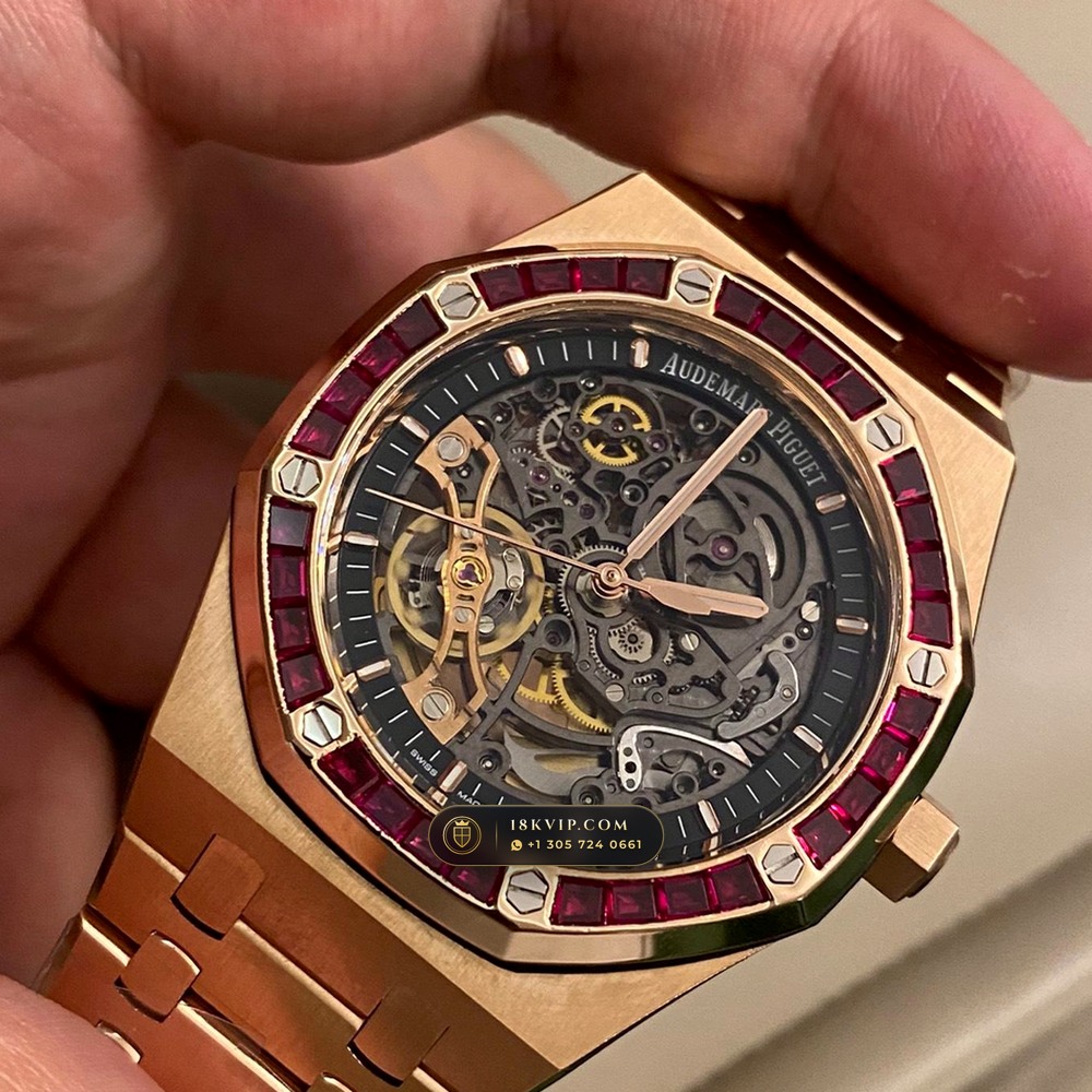 Audemars Piguet Royal Oak Double Balance Wheel Openworked 41mm 18K Rose Gold Ref. 15407OR — Private Vault Edition — Studio Gallery Plate II in 18K Rose Gold Au750 (224.7g Verified Mass, Audemars Piguet Cal. 3132 Dual-Balance Openworked)
