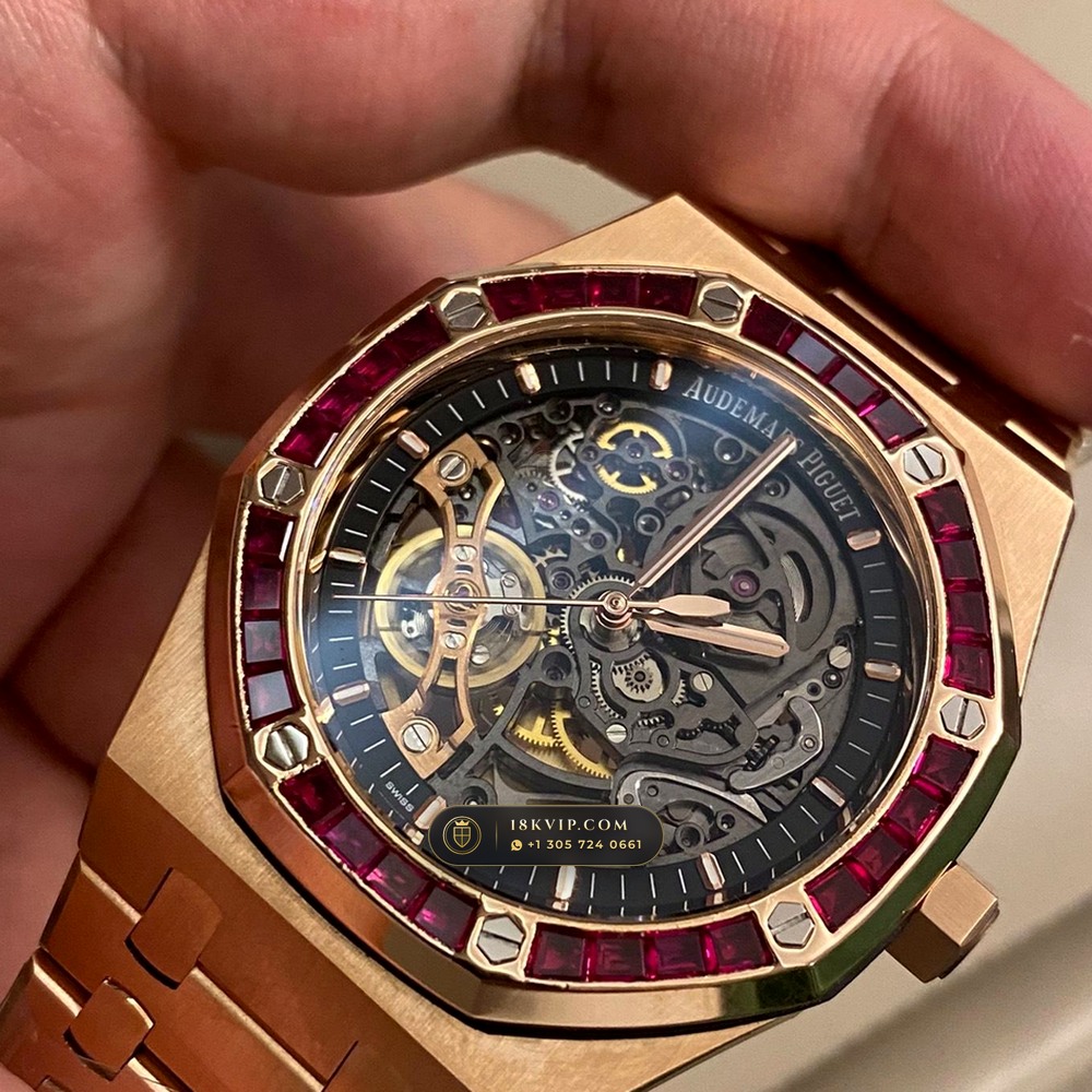 Audemars Piguet Royal Oak Double Balance Wheel Openworked 41mm 18K Rose Gold Ref. 15407OR — Private Vault Edition — Studio Gallery Plate III in 18K Rose Gold Au750 (224.7g Verified Mass, Audemars Piguet Cal. 3132 Dual-Balance Openworked)