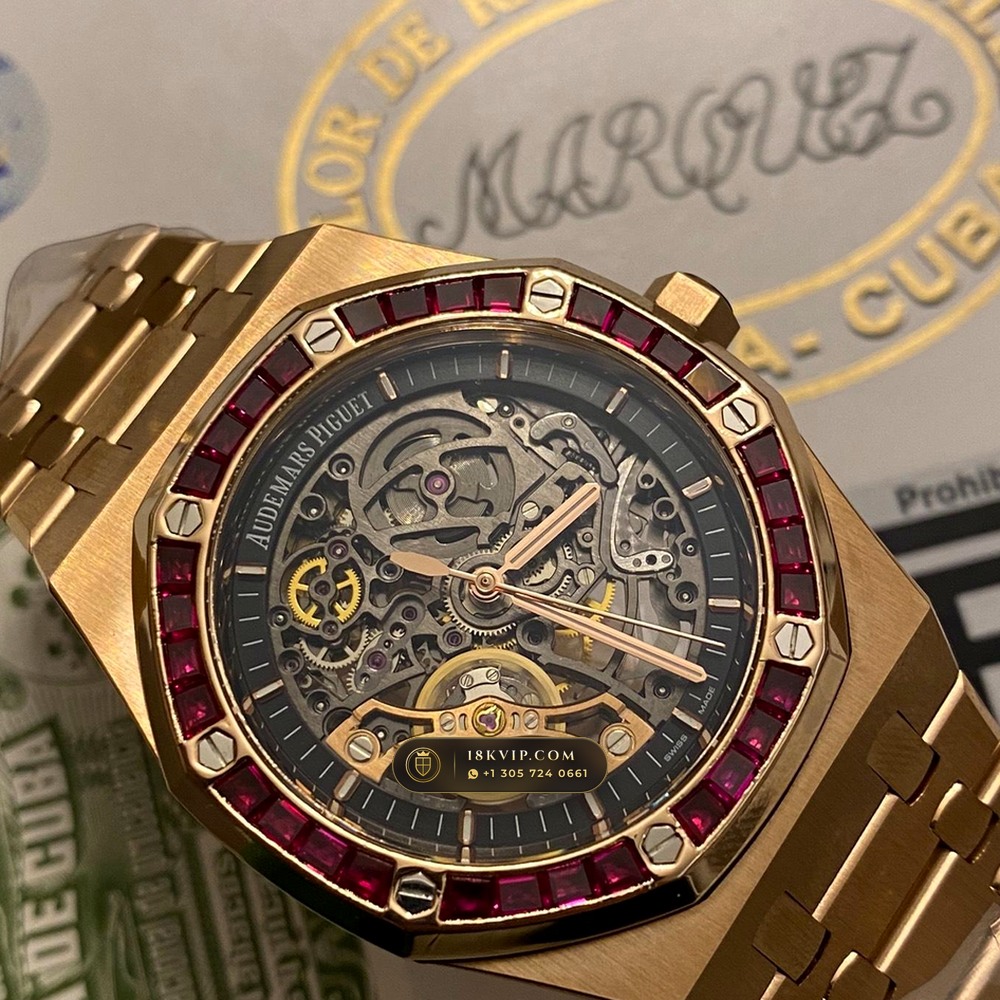 Audemars Piguet Royal Oak Double Balance Wheel Openworked 41mm 18K Rose Gold Ref. 15407OR — Private Vault Edition — Studio Gallery Plate IV in 18K Rose Gold Au750 (224.7g Verified Mass, Audemars Piguet Cal. 3132 Dual-Balance Openworked)