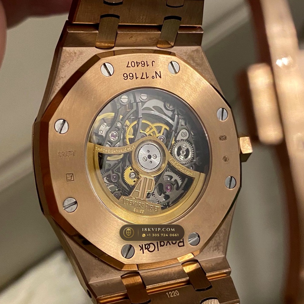 Audemars Piguet Royal Oak Double Balance Wheel Openworked 41mm 18K Rose Gold Ref. 15407OR — Private Vault Edition — Studio Gallery Plate VI in 18K Rose Gold Au750 (224.7g Verified Mass, Audemars Piguet Cal. 3132 Dual-Balance Openworked)