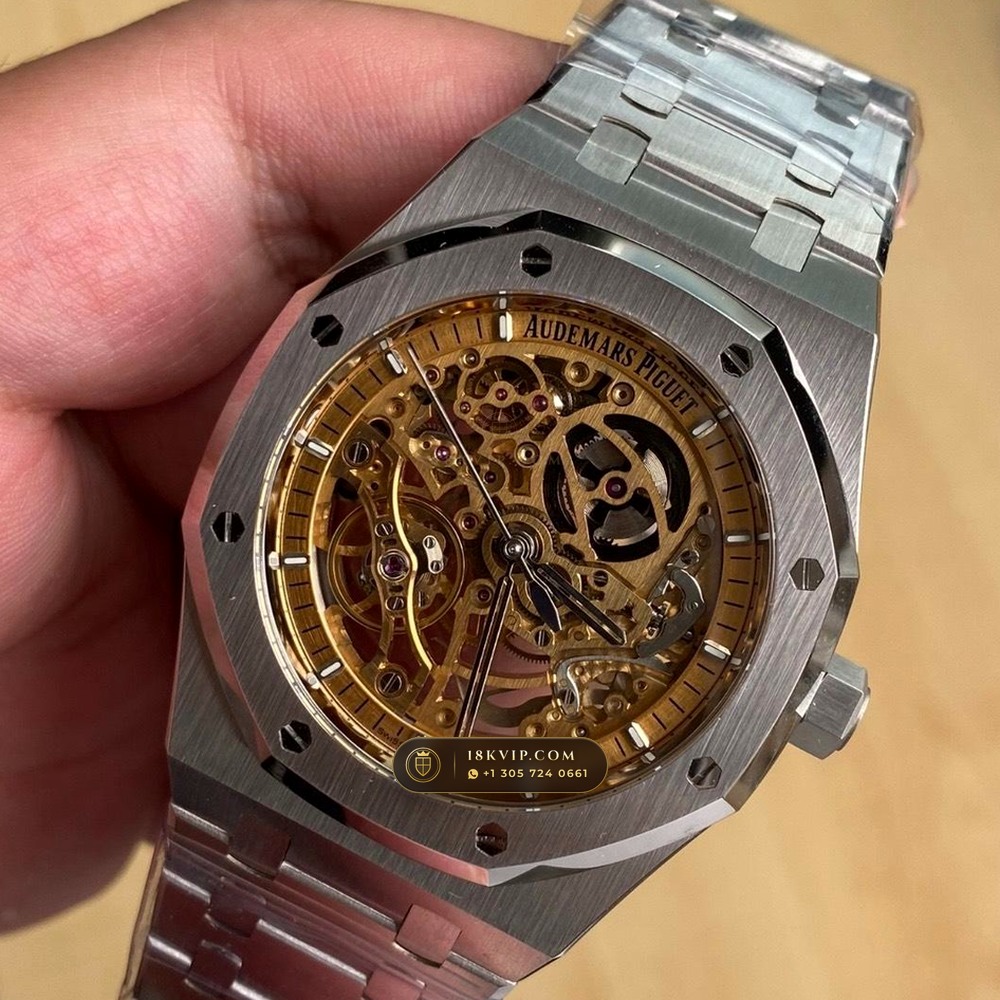 Audemars Piguet Royal Oak Double Balance Wheel Openworked 41mm Salmon Dial Free-Sprung Calibre Ref. 15407ST.OO.1220ST.02 — Private Vault Edition — Studio Gallery Plate II in 904L Stainless Steel Custom Architecture (162.0g Verified Mass, Audemars Piguet Cal. 3132 Dual-Balance Openworked)