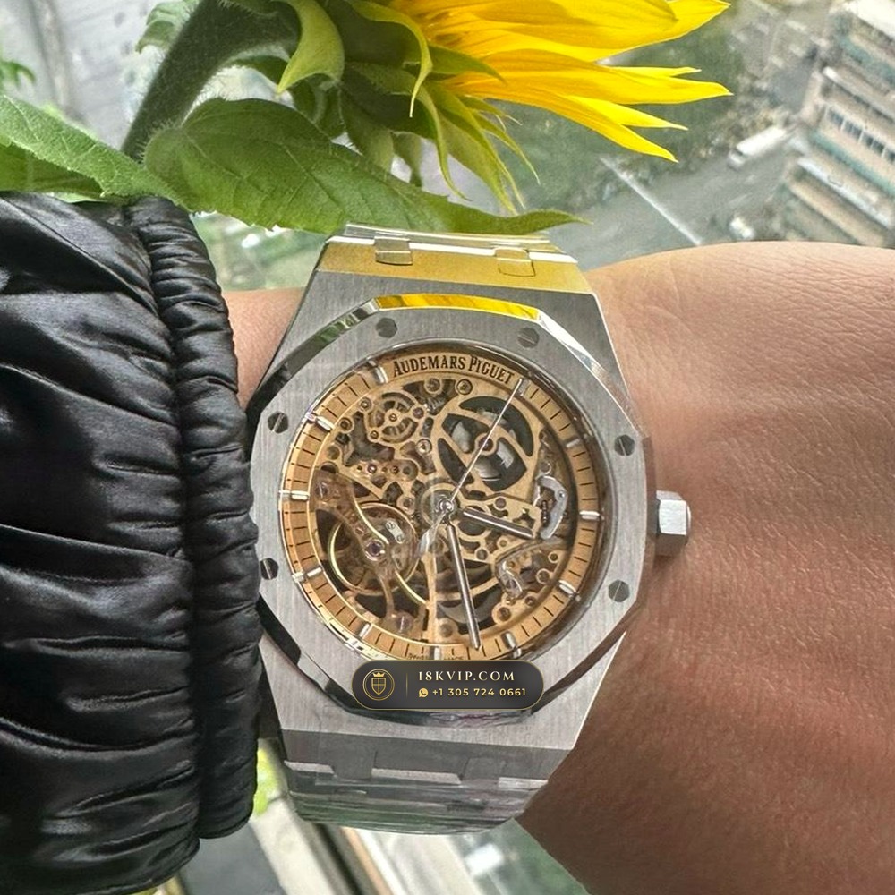 Audemars Piguet Royal Oak Double Balance Wheel Openworked 41mm Salmon Dial Free-Sprung Calibre Ref. 15407ST.OO.1220ST.02 — Private Vault Edition — Studio Gallery Plate VI in 904L Stainless Steel Custom Architecture (162.0g Verified Mass, Audemars Piguet Cal. 3132 Dual-Balance Openworked)