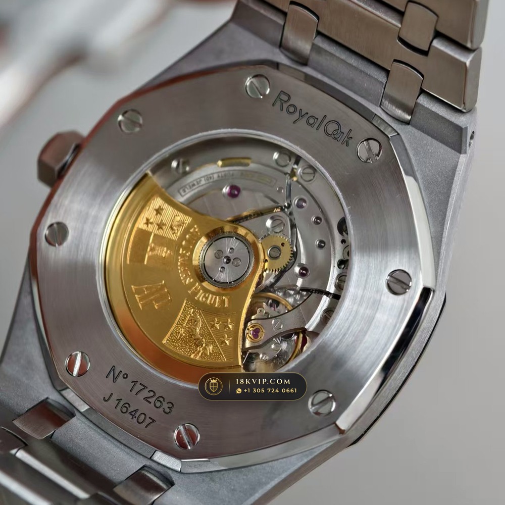 Audemars Piguet Royal Oak Selfwinding 41mm Authentic OEM Dial Deep Crystal Optics Ref. 15400ST — Private Vault Edition — Studio Gallery Plate VII in 904L Stainless Steel Custom Architecture (166.8g Verified Mass, Audemars Piguet Cal. 3120 - 22K Gold Rotor)
